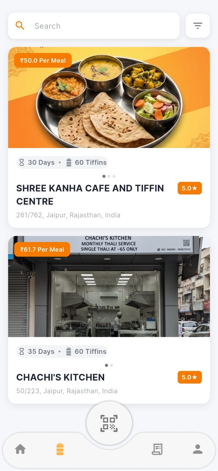 TiffinEZ App Interface