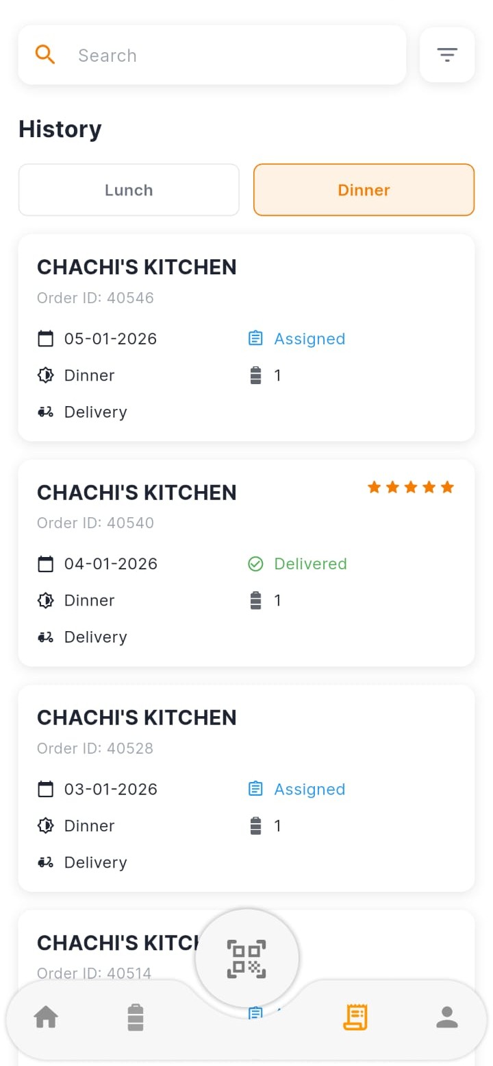 TiffinEZ App Interface
